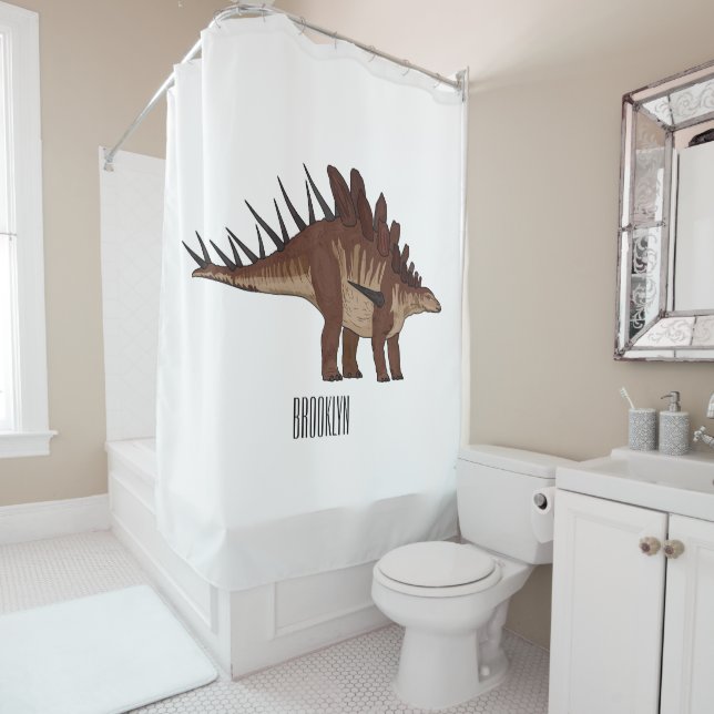 Kentrosaurus cartoon illustration  shower curtain (In Situ)