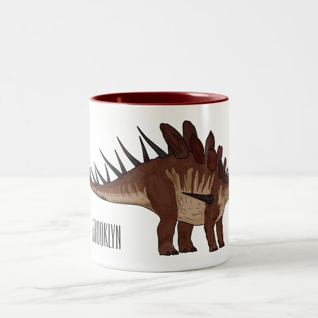 Kentrosaurus cartoon illustration  Two-Tone coffee mug (Center)