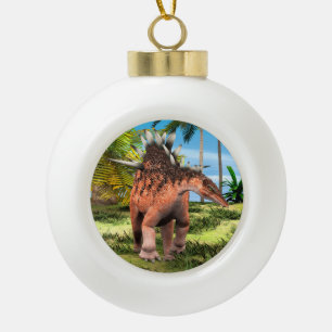 Kentrosaurus Dinosaur Jungle Prehistoric Art Ceramic Ball Christmas Ornament