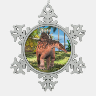 Kentrosaurus Dinosaur Jungle Prehistoric Art Snowflake Pewter Christmas Ornament