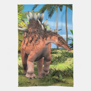Kentrosaurus Dinosaur Jungle Prehistoric Art Tea Towel