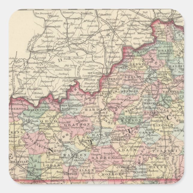 Kentucky and Tennessee 2 Square Sticker (Front)