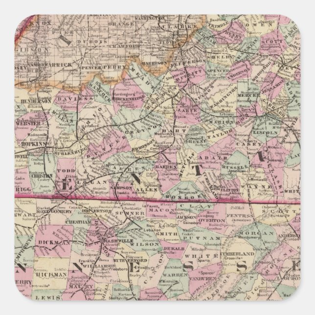 Kentucky and Tennessee 4 Square Sticker (Front)