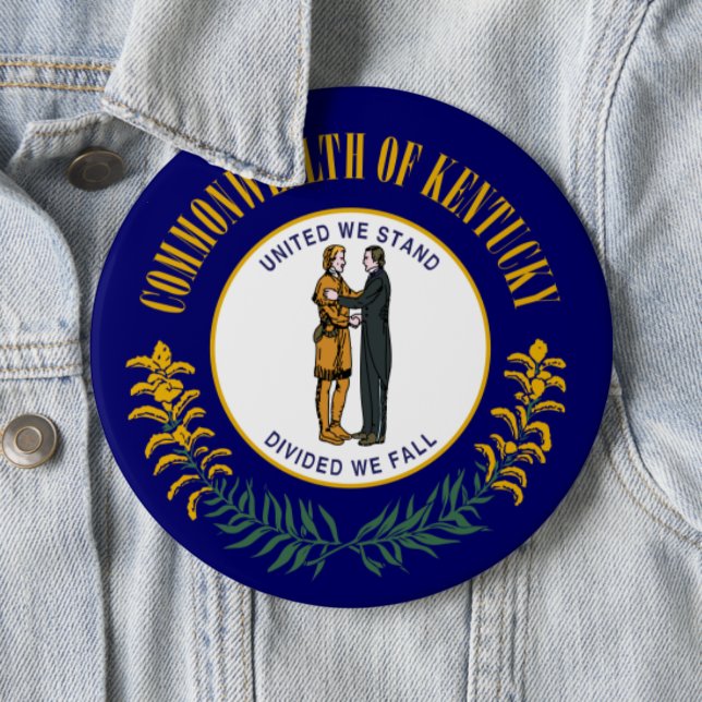 Kentucky: Bluegrass Commonwealth US State Flag 6 Cm Round Badge (In Situ)