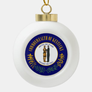 Kentucky: Bluegrass Commonwealth US State Flag Ceramic Ball Christmas Ornament
