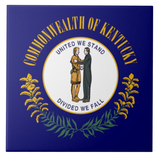 Kentucky: Bluegrass Commonwealth US State Flag Ceramic Tile (Front)