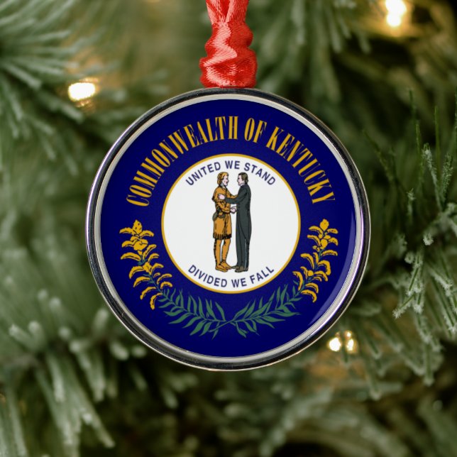 Kentucky: Bluegrass Commonwealth US State Flag Metal Ornament (Tree)
