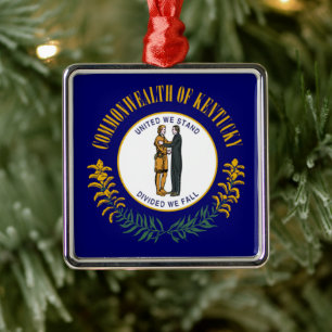 Kentucky: Bluegrass Commonwealth US State Flag Metal Ornament