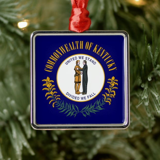 Kentucky: Bluegrass Commonwealth US State Flag Metal Ornament (Tree)