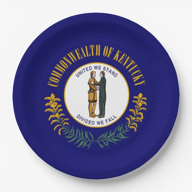 Kentucky: Bluegrass Commonwealth US State Flag Paper Plate (Front)