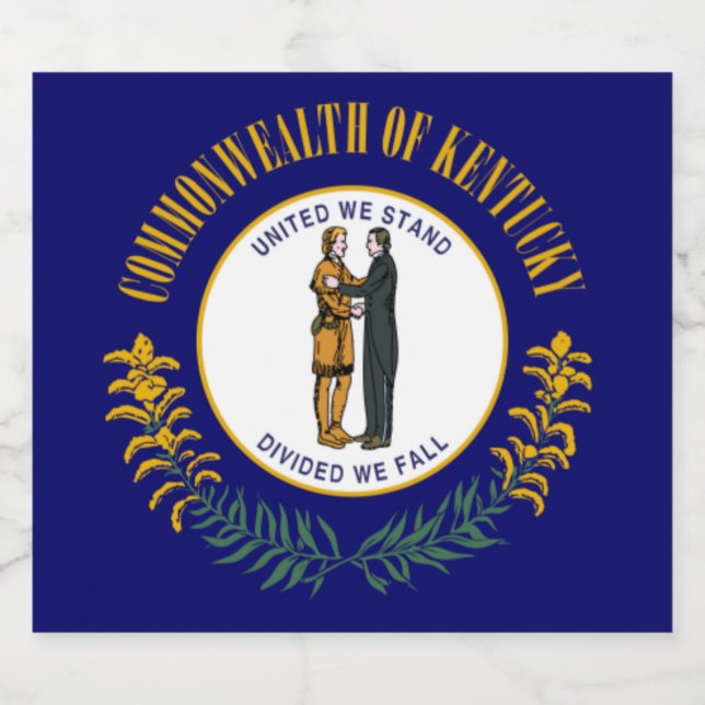Kentucky: Bluegrass Commonwealth US State Flag Sparkling Wine Label (Single Label)