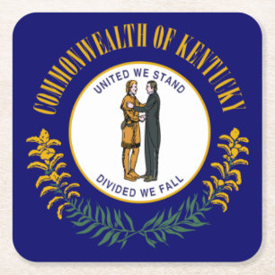 Kentucky: Bluegrass Commonwealth US State Flag Square Paper Coaster