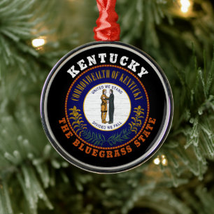 KENTUCKY BLUEGRASS STATE FLAG METAL ORNAMENT