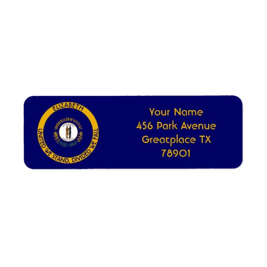 Kentucky Bluegrass State Personalised Flag Return Return Address Label