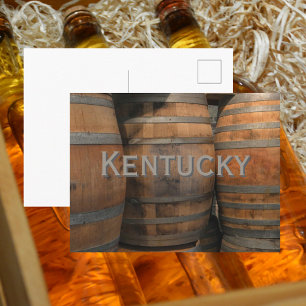 Kentucky Bourbon Wood Barrel Kegs Photographic Postcard