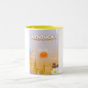 Kentucky Cute Farm travel poster Two-Tone Coffee Mug
