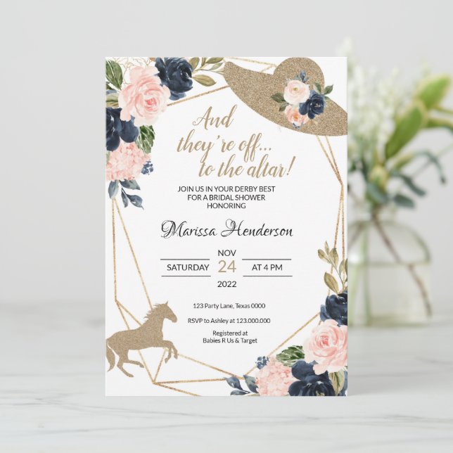 Kentucky Derby Bridal Shower Invitations (Standing Front)