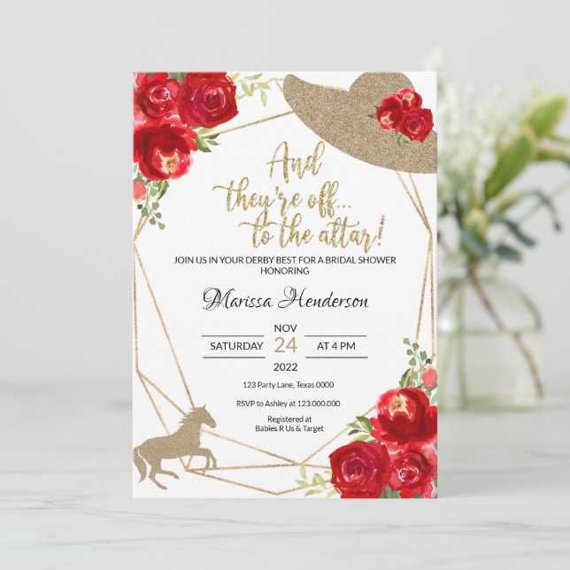 Kentucky Derby Bridal Shower Invitations (Standing Front)