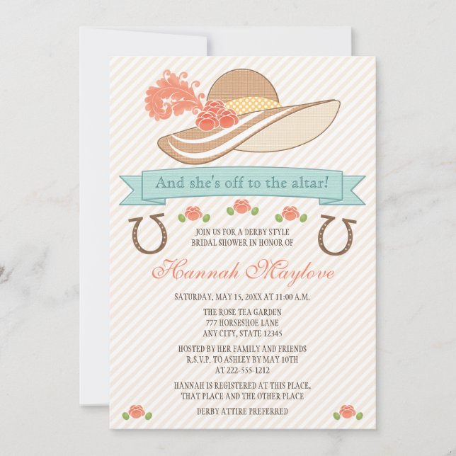 KENTUCKY DERBY HAT BRIDAL SHOWER INVITATION (Front)