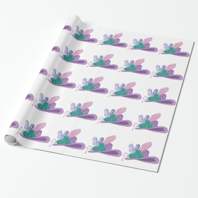 Kentucky Derby Ladies Hat Wrapping Paper (Unrolled)