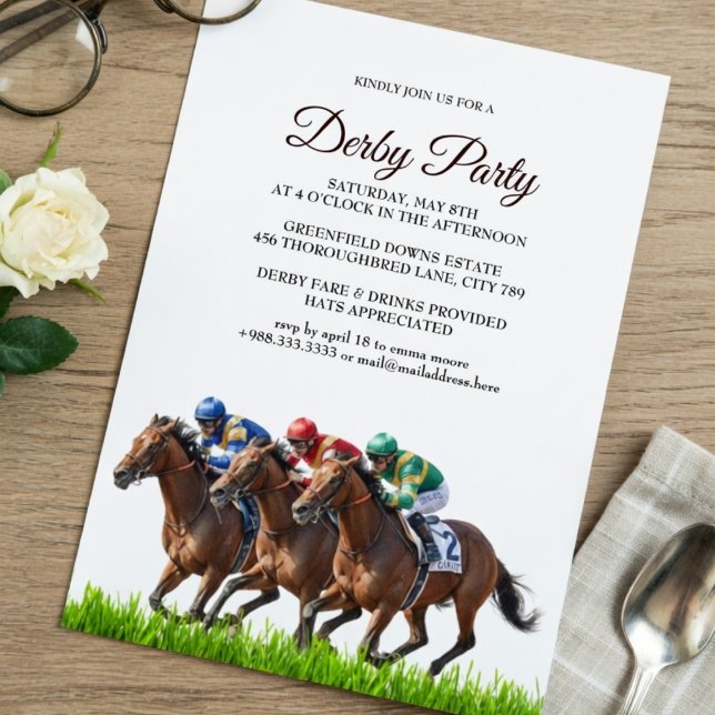 Kentucky Derby Party Invitation Elegant Horse Race (Creator Uploaded)