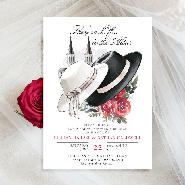 Kentucky Derby Wedding Bridal Shower Roses Spires Invitation (kentucky derby bridal shower invitation red roses churchill spires horse racing theme calligraphy)