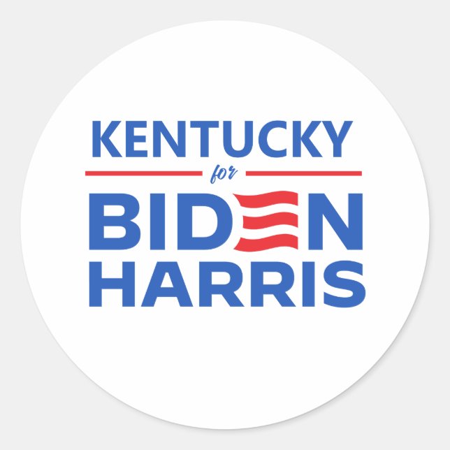 Kentucky for Biden Harris Classic Round Sticker (Front)