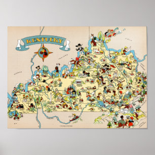 Kentucky Funny Vintage Map Poster