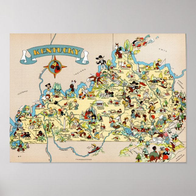 Kentucky Funny Vintage Map Poster (Front)