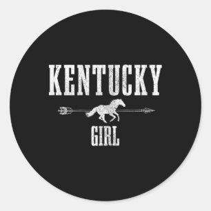 Kentucky Girl Riding Horse Lover Ky Pride Classic Round Sticker