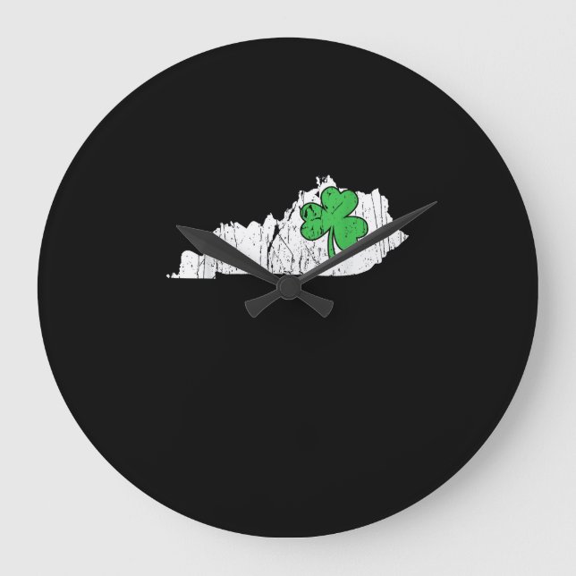 Kentucky Happy St. Patrick's Day Funny Lucky Shamr Large Clock (Front)