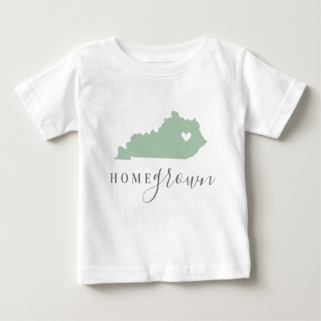 Kentucky Home Grown | Editable Colours State Map Baby T-Shirt (Front)
