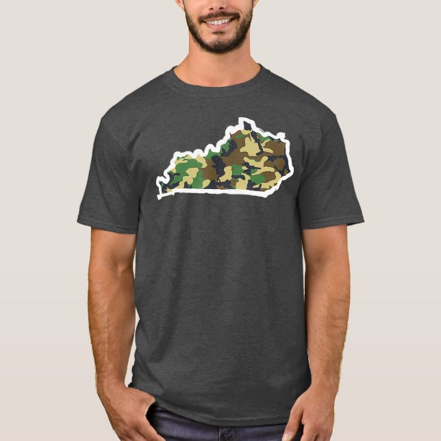 Kentucky Home  Hunting  Camo Map T-Shirt (Front)