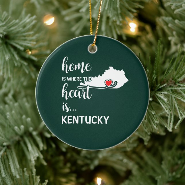 Kentucky Home is where the heart is Ceramic Ornament (Tree)