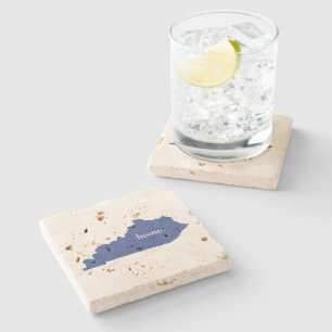 Kentucky home silhouette state map stone coaster