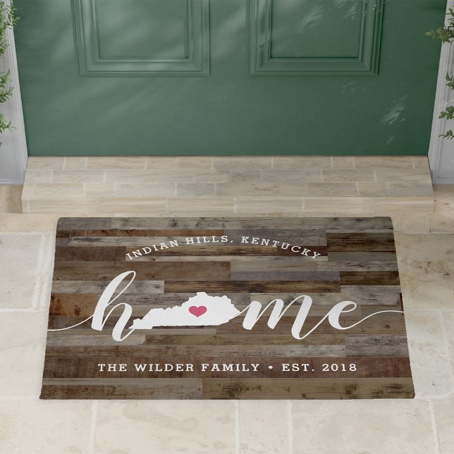 Kentucky Home State Personalised Wood Look Doormat (Creator Uploaded)