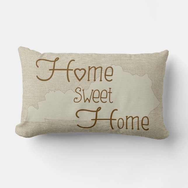 Kentucky-Home Sweet Home burlap-look custom name Lumbar Cushion (Front)