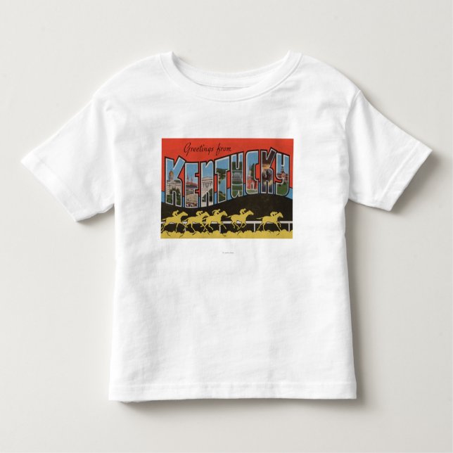 Kentucky (Horse Race Scene) - Large Letter Scene Toddler T-Shirt (Front)