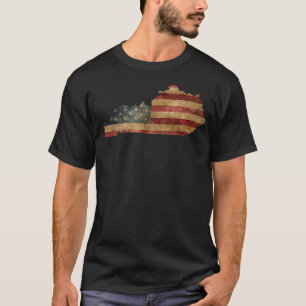 Kentucky I Vintage US Flag Patriotic Map T-Shirt