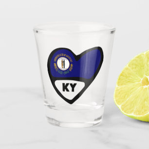 Kentucky, KY State Flag In Heart  Shot Glass
