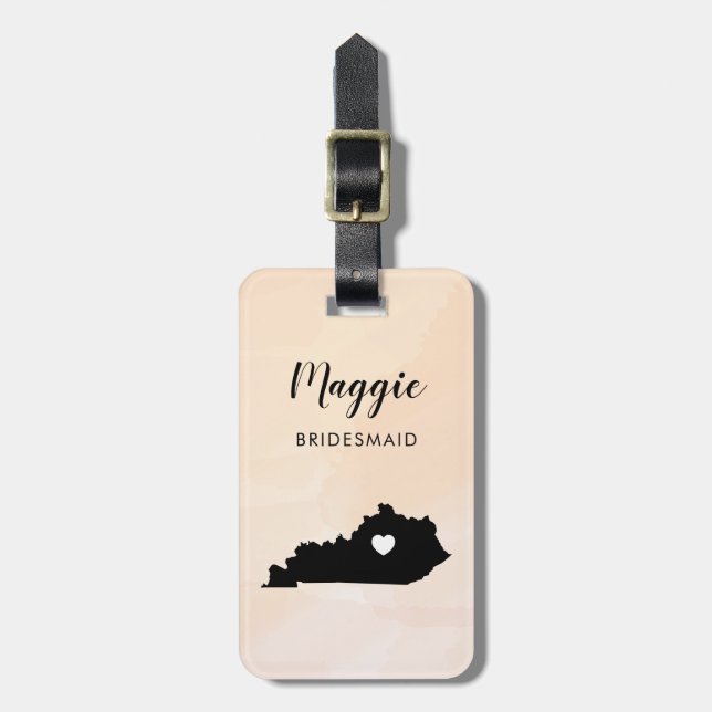 Kentucky Map Luggage Tag, Wedding Party Welcome Tag (Front Vertical)