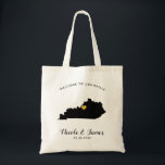Kentucky Map Wedding Welcome Bag Tote Black, Gold<br><div class="desc">Wedding weekend welcome gift bag for out of town guests to your wedding,  featuring image of Kentucky,  with gold heart.  Fill tote with your favourite goodies.</div>