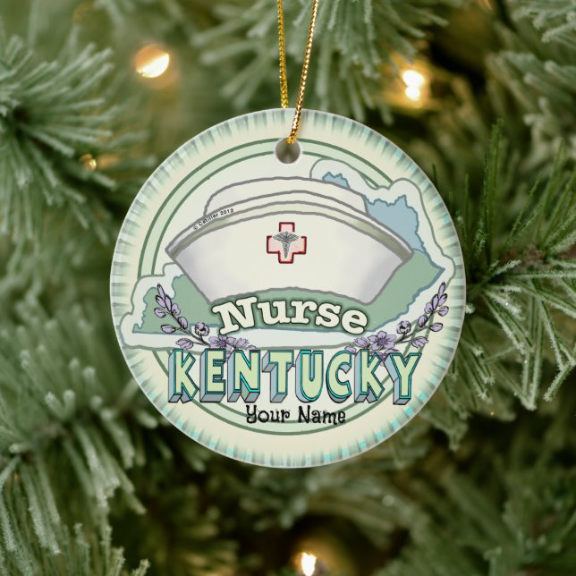 Kentucky Nurse Ceramic Ornament (Tree)