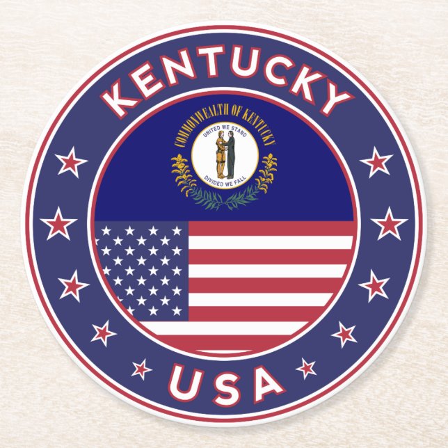 Kentucky Round Paper Coaster (Front)