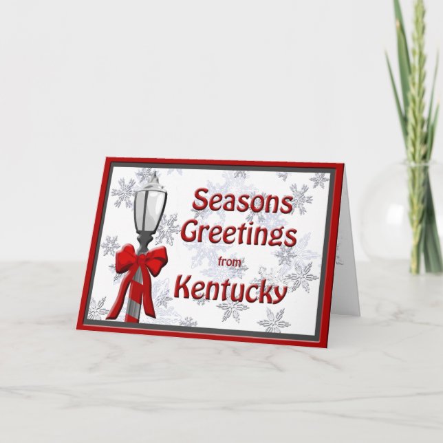 Kentucky Seasons Greetings Lamp Snowflake Holiday Card (Front)