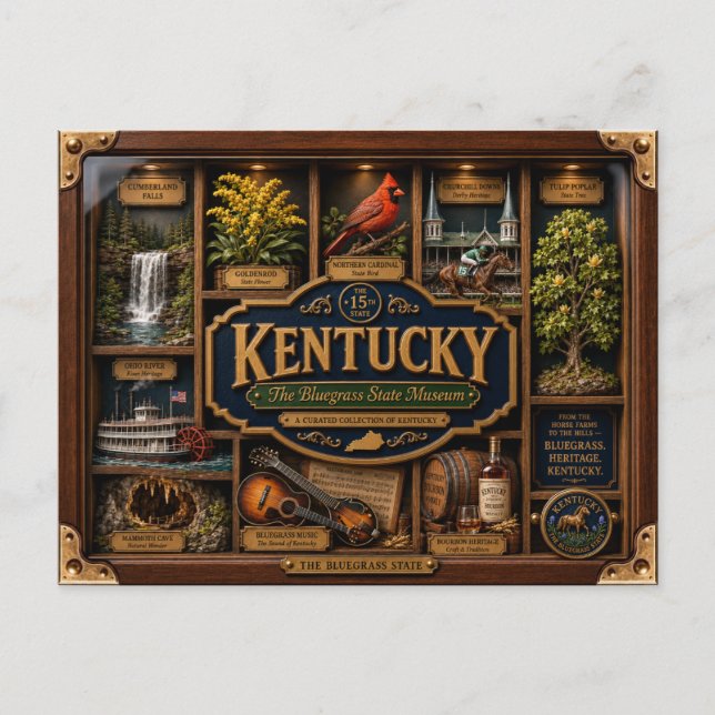 Kentucky Shadow Box 3D Figurine State Postcard (Front)