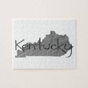 Kentucky Shaped Old Grey Chalkboard Name Black Jigsaw Puzzle
