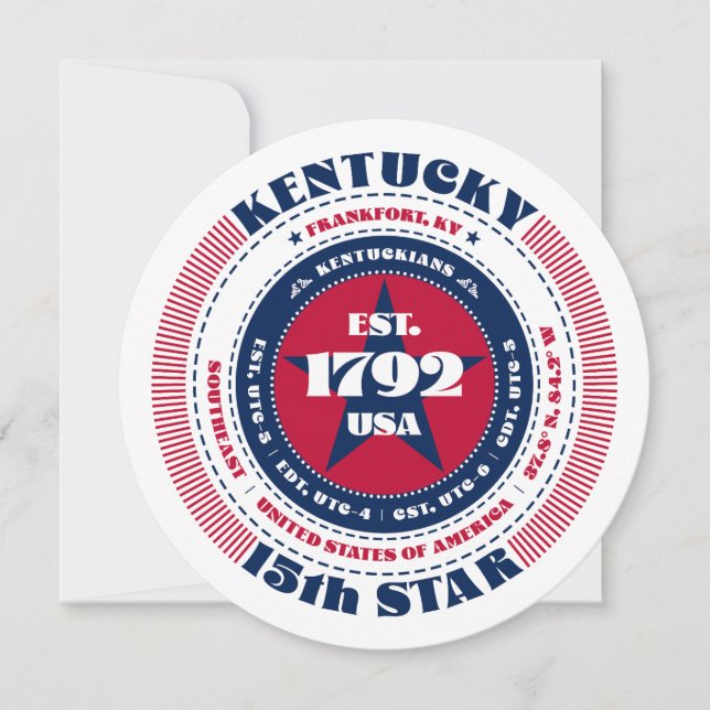 Kentucky State Circular Typography Flat Card (Front)