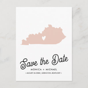 KENTUCKY State Destination Wedding  ANY COLOR!    Announcement Postcard