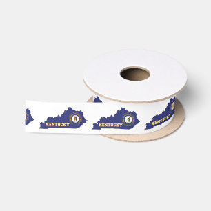 Kentucky State Flag and Map Satin Ribbon
